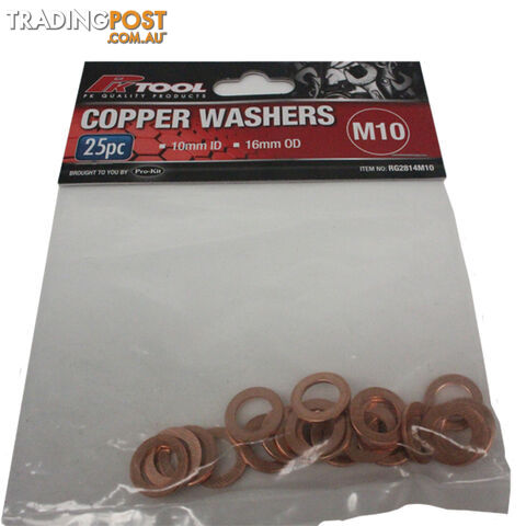 Copper Washers 10mm ID  - 16mm OD 25pc pack SKU - RG2814M10
