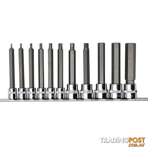 PK Tools Hex Bit Socket 1/4 "   3/8 "dr Metric Long Shaft 11pc Set SKU - PT11904