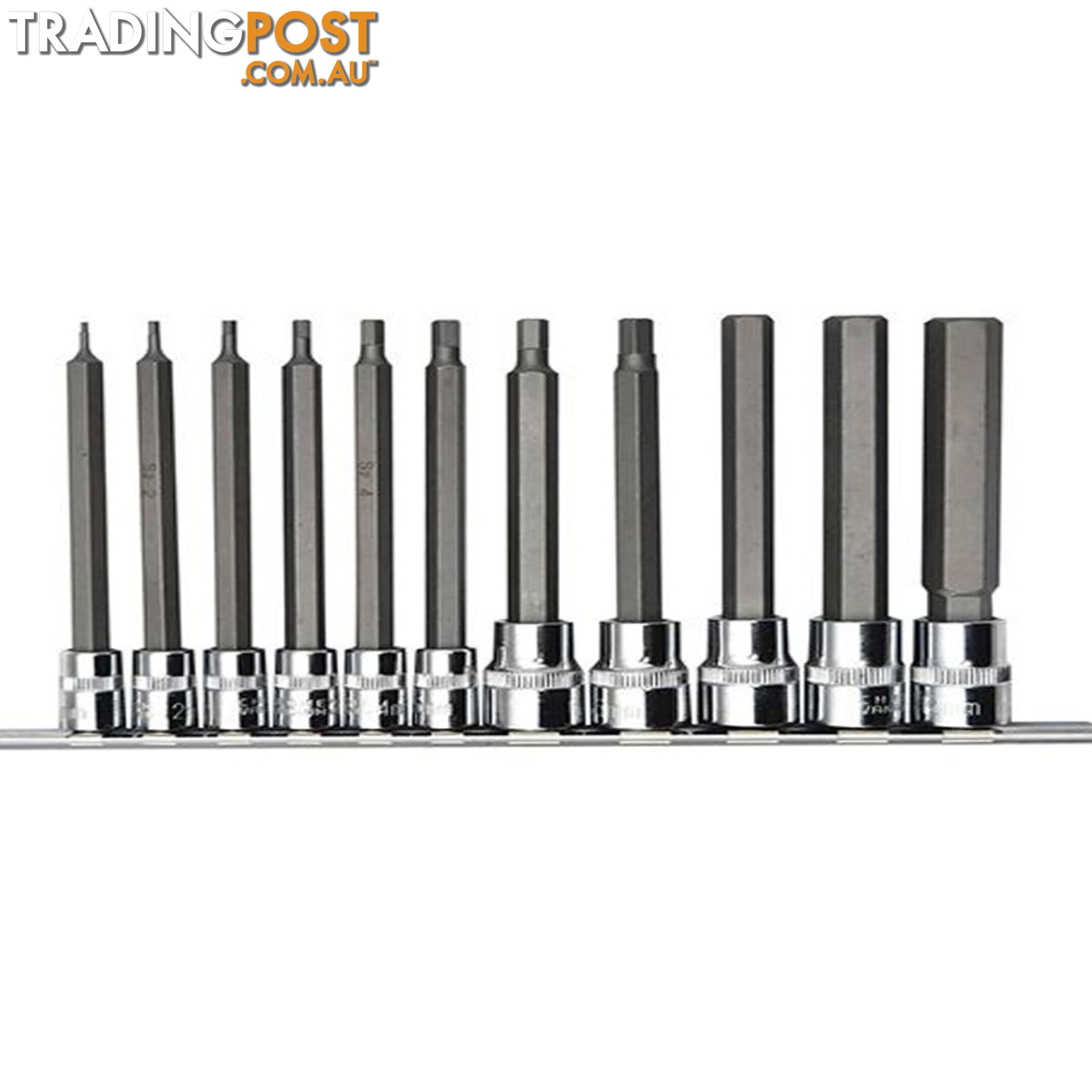 PK Tools Hex Bit Socket 1/4 "   3/8 "dr Metric Long Shaft 11pc Set SKU - PT11904