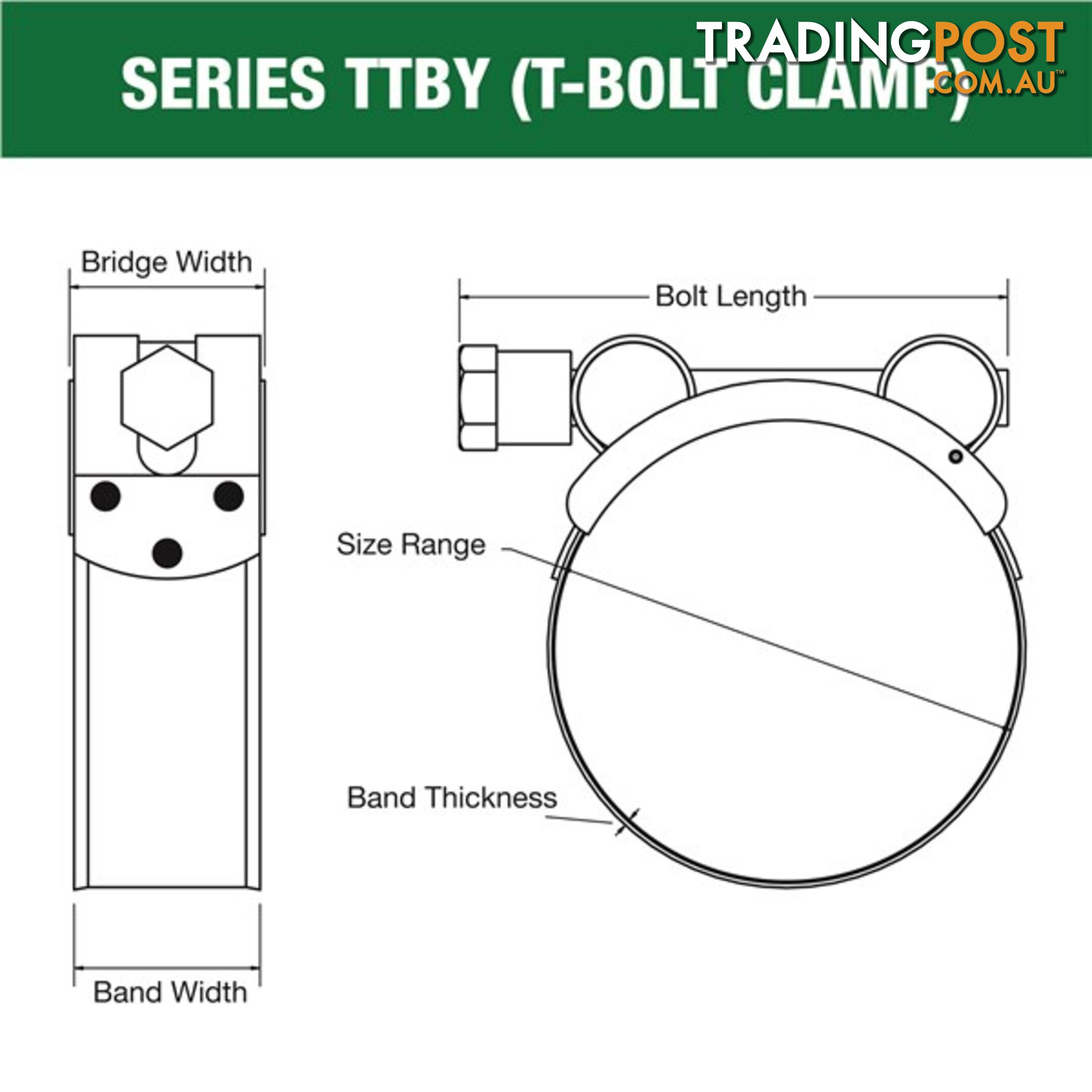 Tridon T-Bolt Hose Clamp 29mm â 31mm Part Stainless Solid Band 10pk SKU - TTBY29-31P