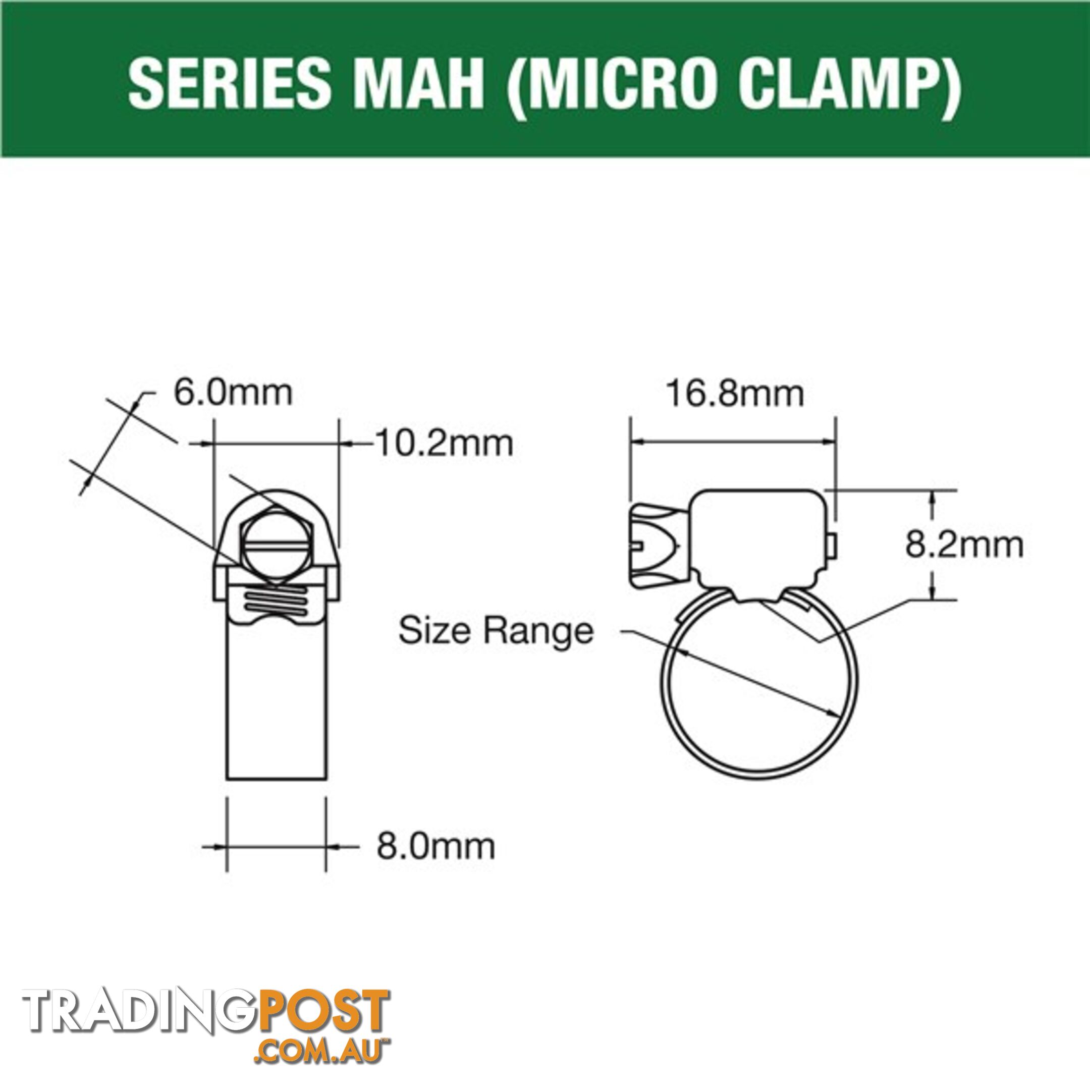 Tridon Full S. Steel Hose Clamp 14mm â 27mm Micro Perforated Band 10pk SKU - MAH010P