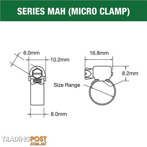 Tridon Full S. Steel Hose Clamp 14mm â 27mm Micro Perforated Band 10pk SKU - MAH010P