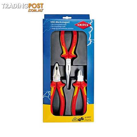 Knipex 3pc Plier Set  - 1000 volt VDE Tested IEC 60900 GPSG Compliant SKU - 2012