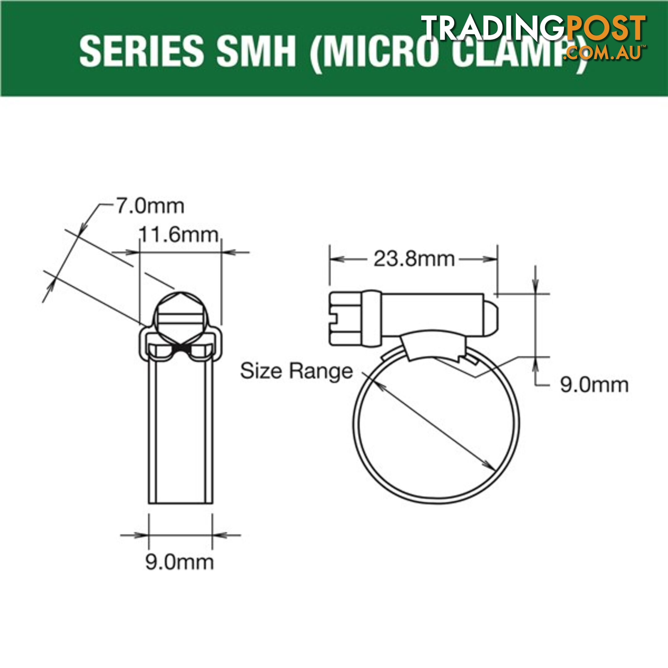 Tridon Regular Hose Clamp 40mm â 64mm Solid Band Part Stainless 10pk SKU - SHS032P