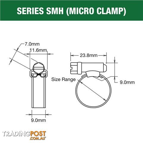 Tridon Regular Hose Clamp 40mm â 64mm Solid Band Part Stainless 10pk SKU - SHS032P