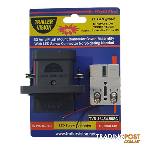 Trailer Vision 50 amp Flush Mount with LED Screw Connector Anderson Plug SKU - TVN-16454-50SC