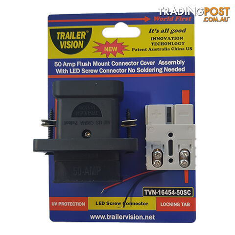 Trailer Vision 50 amp Flush Mount with LED Screw Connector Anderson Plug SKU - TVN-16454-50SC