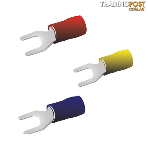 Blue Bar Fork Spade Crimp Terminals Red Blue Yellow Handy or Bulk Pack