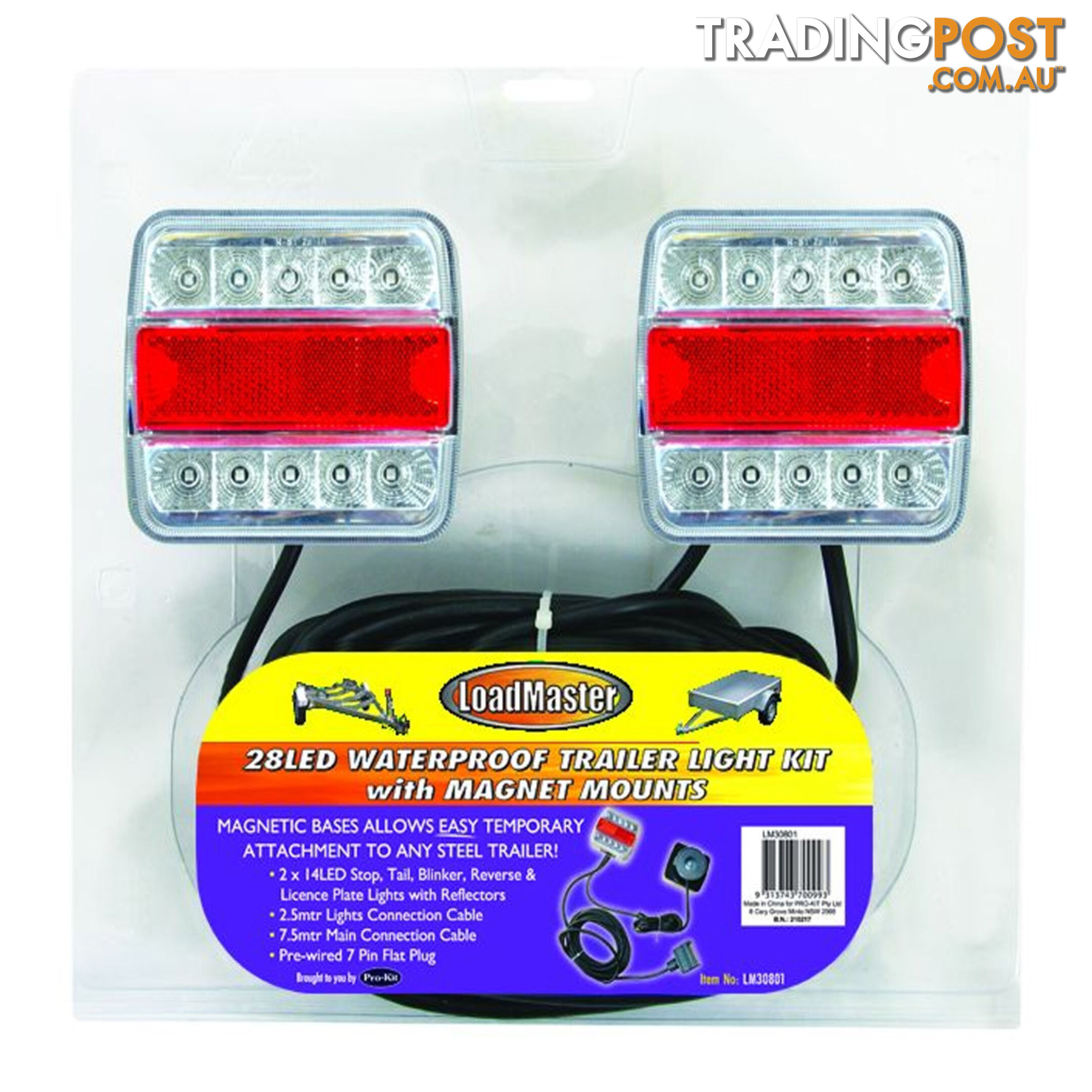 LoadMaster Trailer Light Kit Waterproof LED 7 Pin Flat Trailer Plug SKU - LM30801