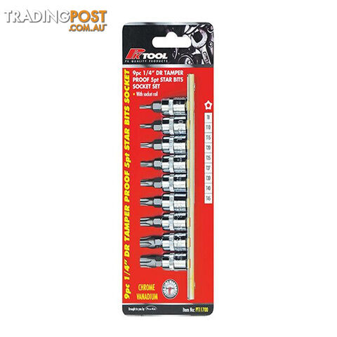 PK Tools 1/4 "dr Tamper Proof 5PT Star Bits Socket 7pc Set SKU - PT11700