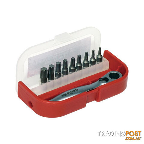 Bike Service Torx Bit T8  - T45 and 14 "dr Ratchet 10pc Set SKU - BS9729