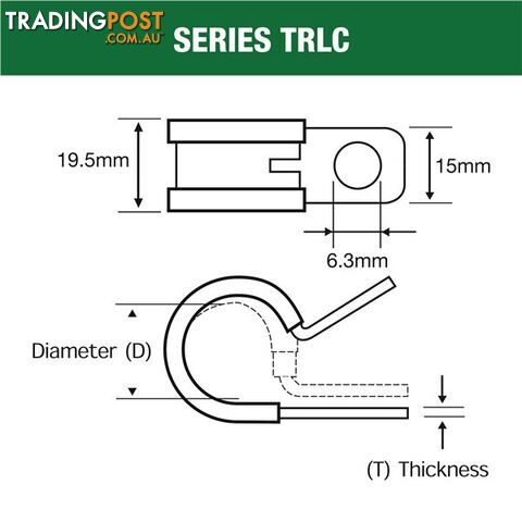 Tridon Rubber Lined Hose Clamp 19mm Stainless Steel 10 pk SKU - TRLCSS19P