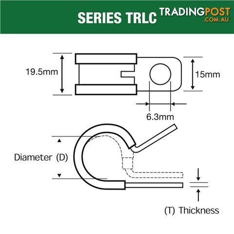 Tridon Rubber Lined Hose Clamp 19mm Stainless Steel 10 pk SKU - TRLCSS19P