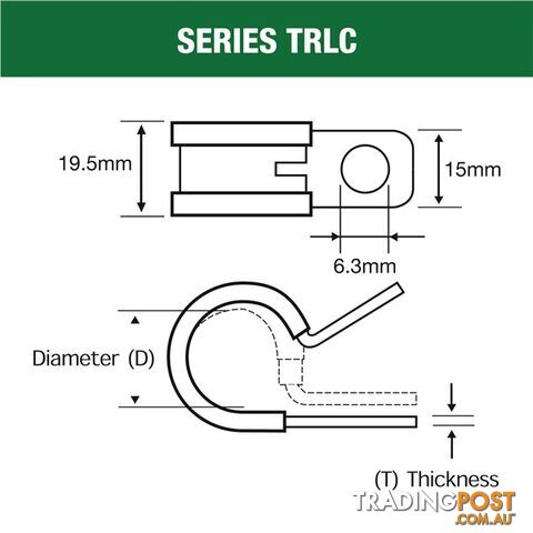 Tridon Rubber Lined Hose Clamp 3mm Zinc Plated 10 pk SKU - TRLC3P