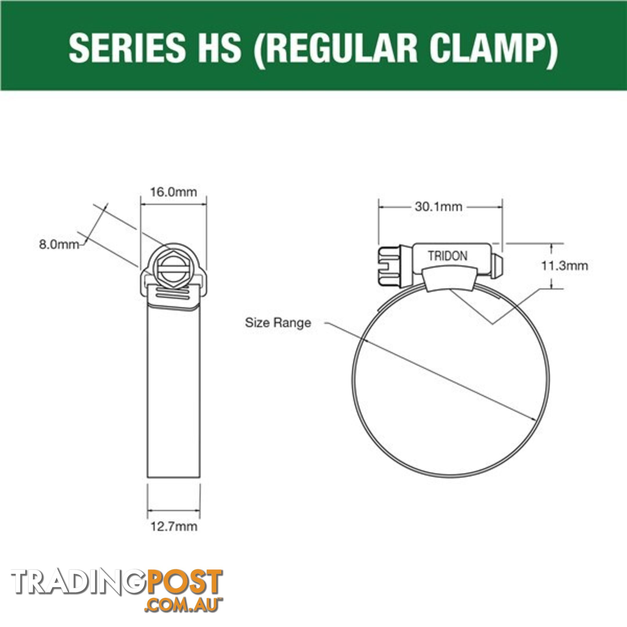 Tridon Part S. Steel Hose Clamps 117mm â 140mm Perforated Band 10pk SKU - HS080P