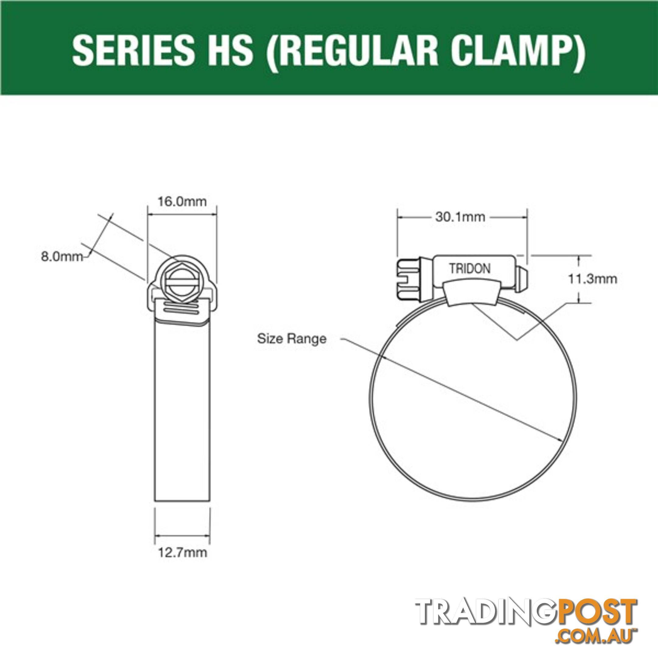 Tridon Part S. Steel Hose Clamps 117mm â 140mm Perforated Band 10pk SKU - HS080P