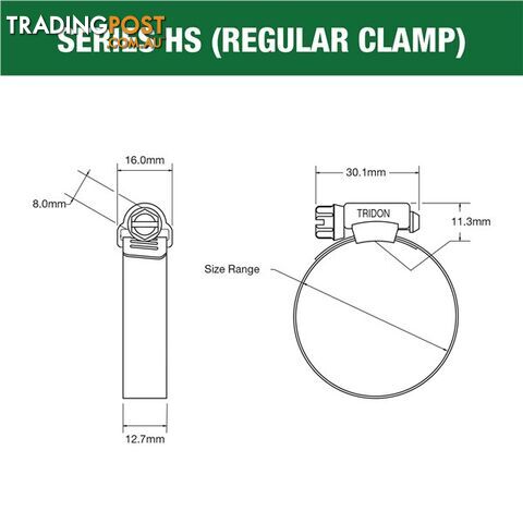 Tridon Part S. Steel Hose Clamps 117mm â 140mm Perforated Band 10pk SKU - HS080P