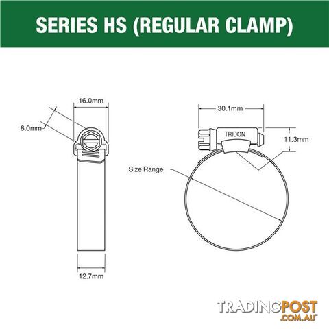 Tridon Part S. Steel Hose Clamps 103mm â 127mm Perforated Band 10pk SKU - HS072P