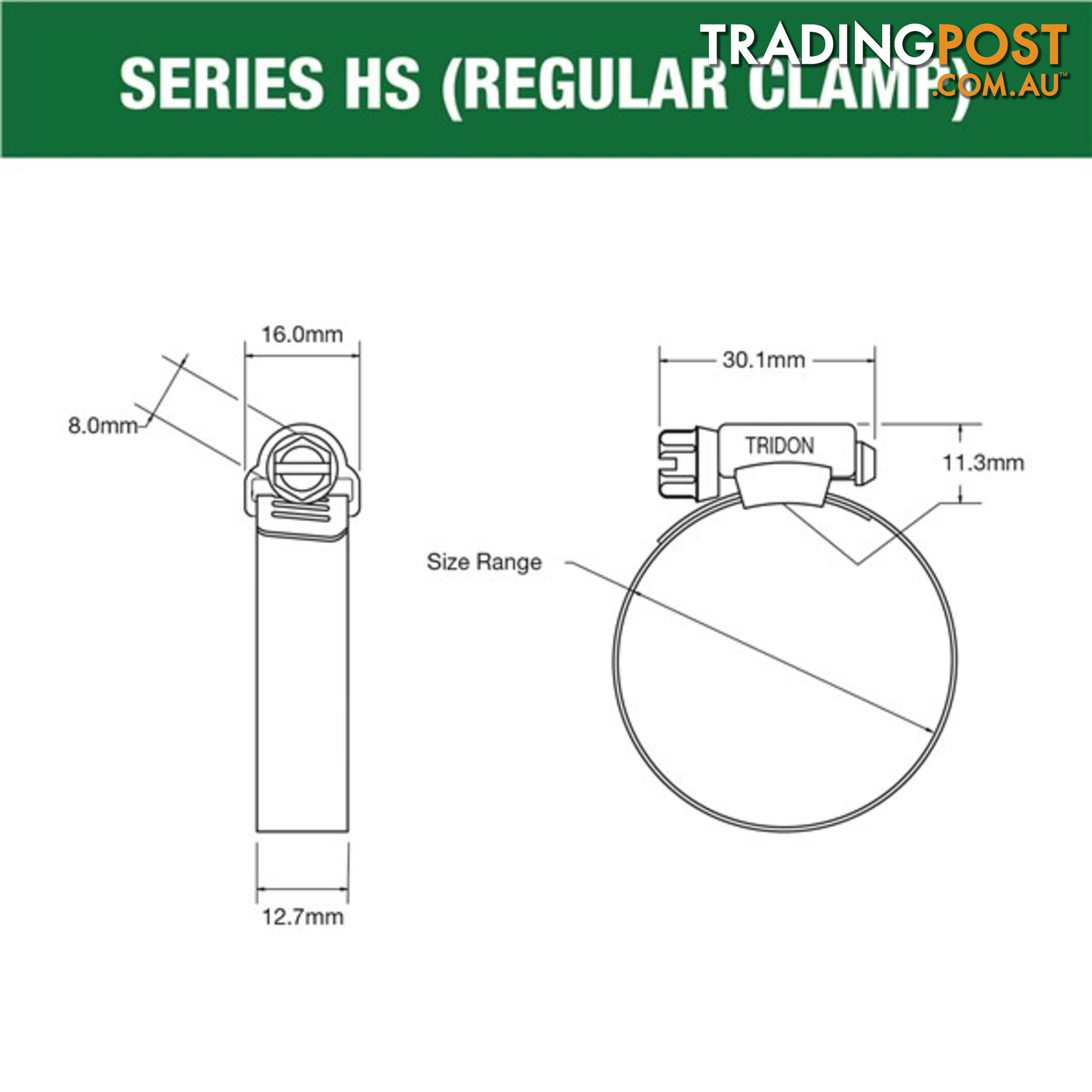 Tridon Part S. Steel Hose Clamps 103mm â 127mm Perforated Band 10pk SKU - HS072P