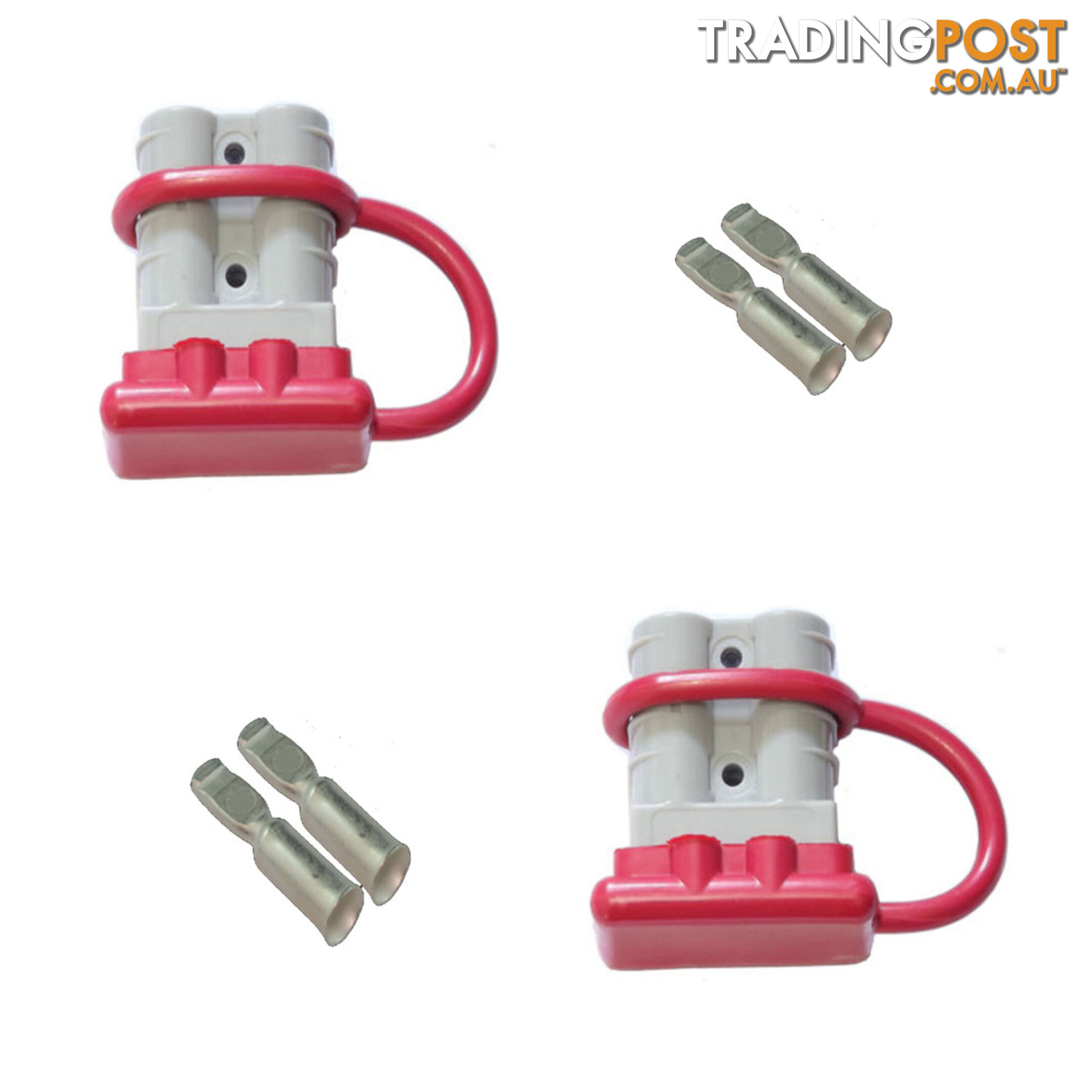 2 x 50 amp Anderson Plugs and Red Dust Covers SKU - BB-50ampAndRedCapx2