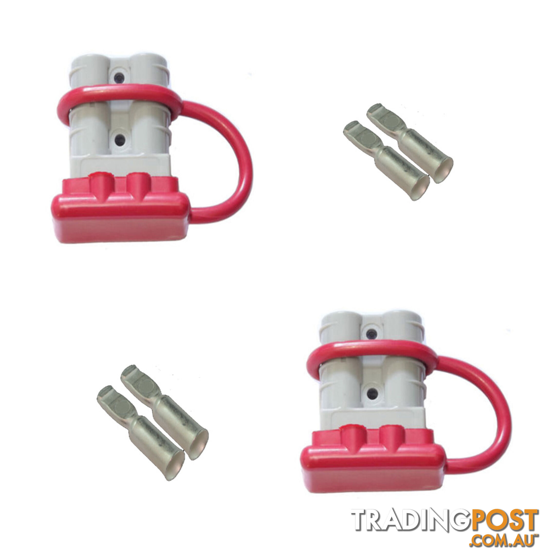 2 x 50 amp Anderson Plugs and Red Dust Covers SKU - BB-50ampAndRedCapx2