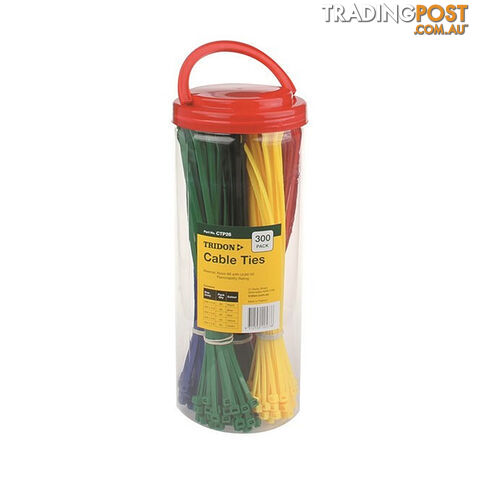 Tridon Cable Tie Assorted Pack 4.8mm (w) x 300mm (l)  - Assorted Colours  - 300pk SKU - CTP26