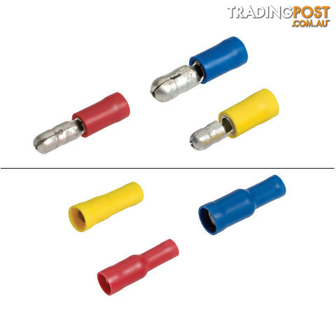 Blue Bar Red/Blue/Yellow Insulated Male/Female Bullet Terminal 10pk SKU - DC-13928, DC-13929, DC-13930, DC-13932, DC-13934, DC-13935
