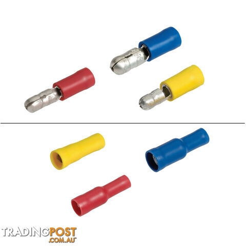 Blue Bar Red/Blue/Yellow Insulated Male/Female Bullet Terminal 10pk SKU - DC-13928, DC-13929, DC-13930, DC-13932, DC-13934, DC-13935