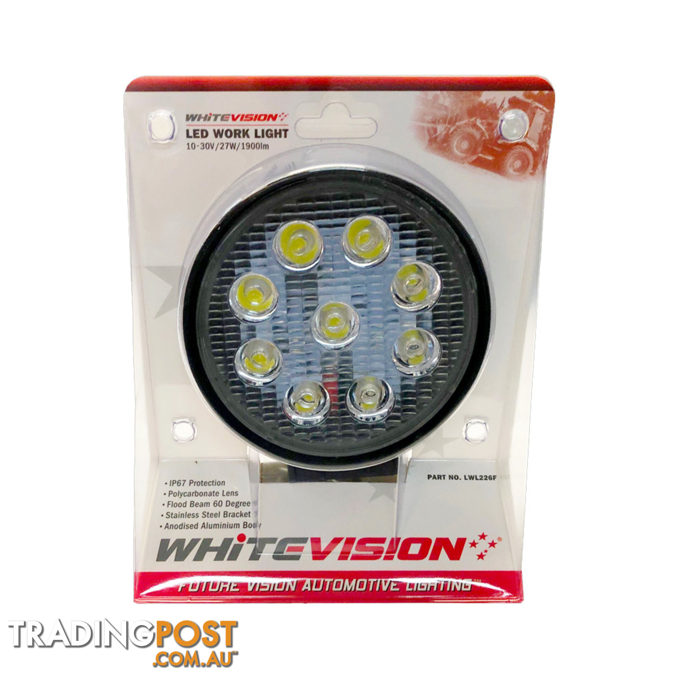 Whitevision LED Work Light 27W Flood Beam 9-30V 1800Lm SKU - LWL229F