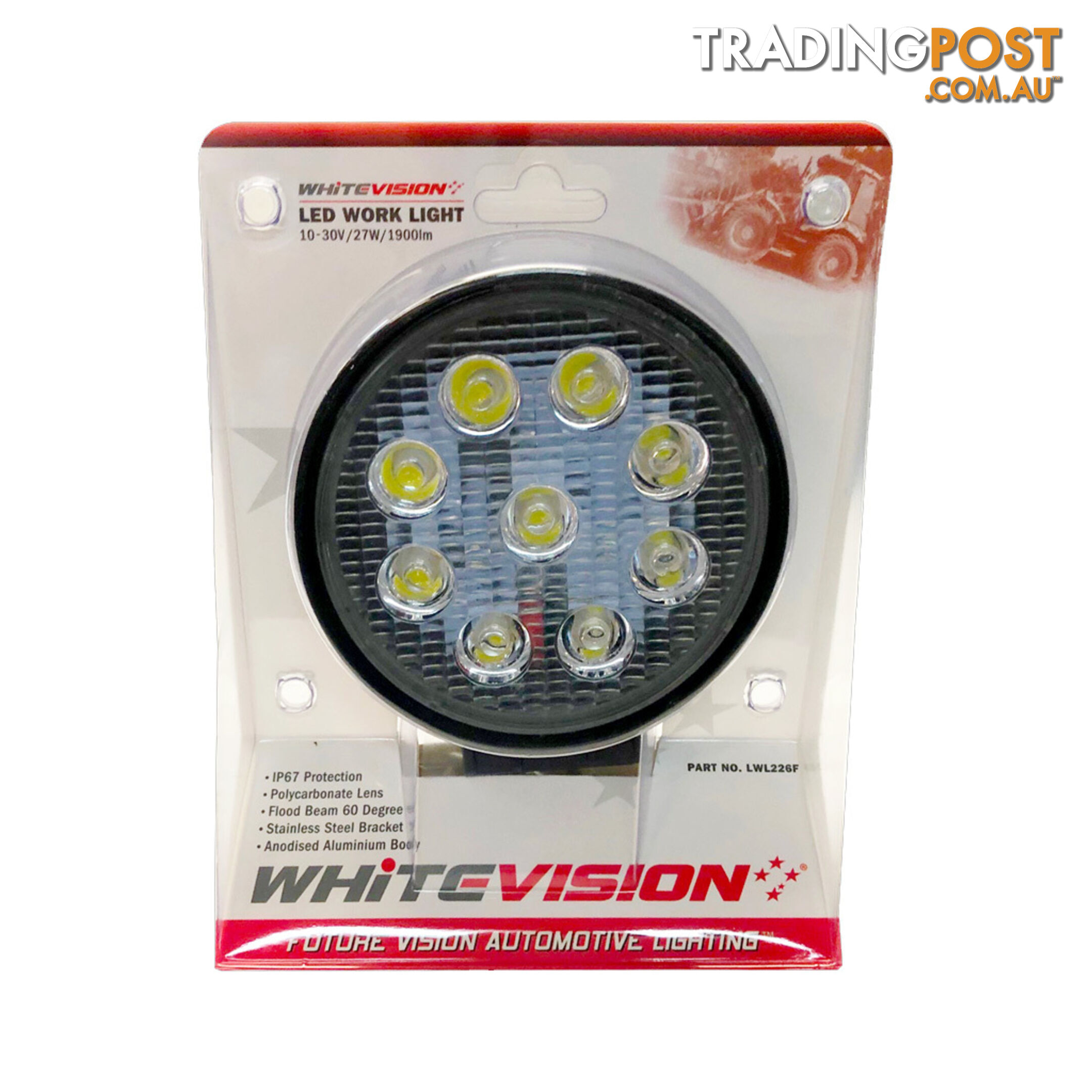 Whitevision LED Work Light 27W Flood Beam 9-30V 1800Lm SKU - LWL229F