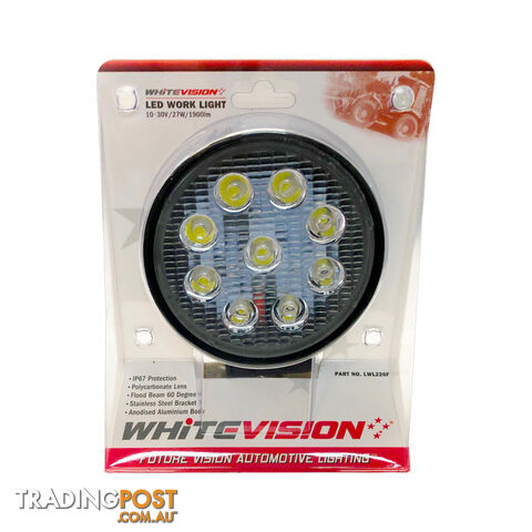 Whitevision LED Work Light 27W Flood Beam 9-30V 1800Lm SKU - LWL229F