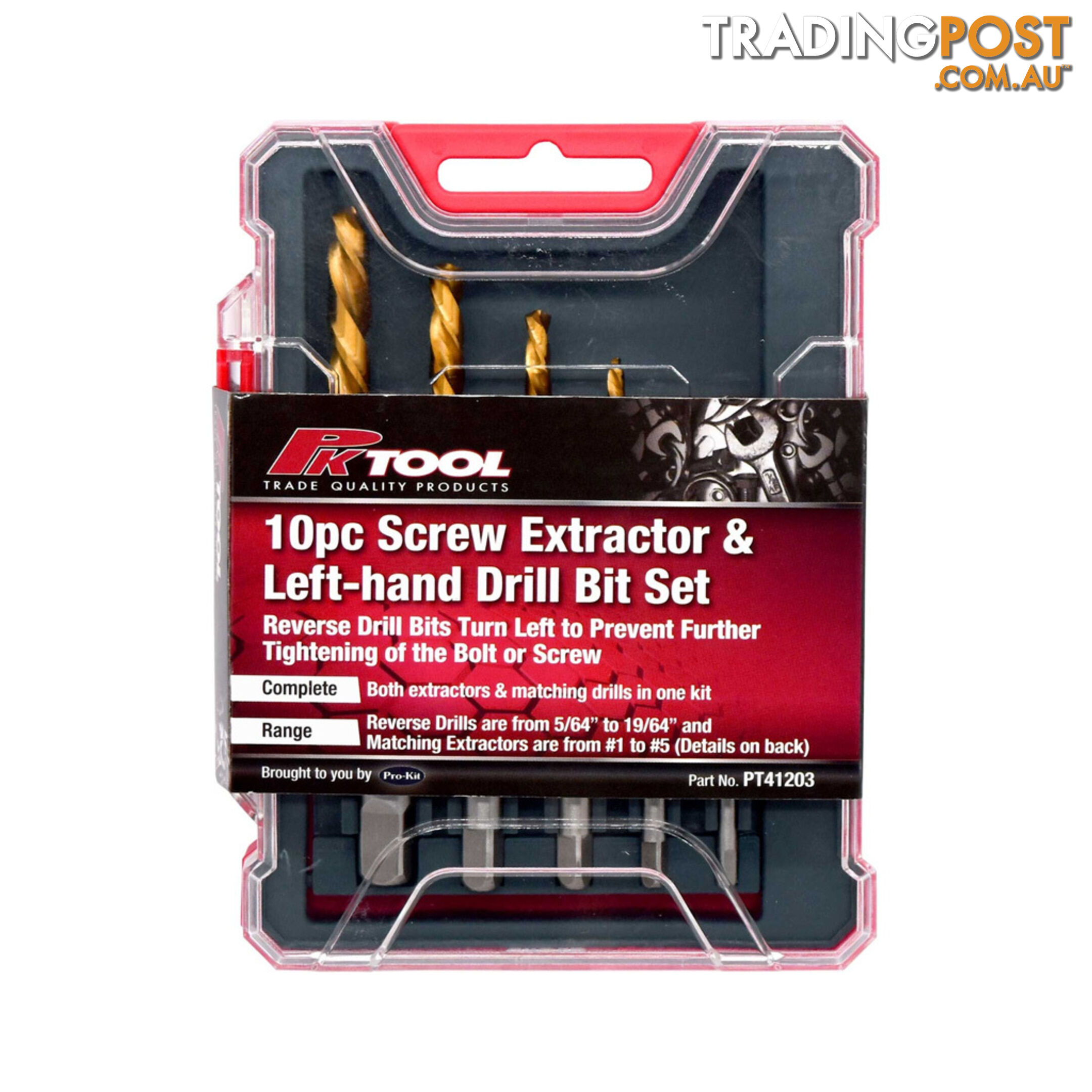 Pro-Kit Screw Extractor   Left-Hand Drill Bit Set  - 10pc SKU - PT41203