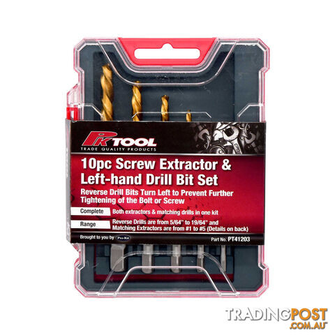 Pro-Kit Screw Extractor   Left-Hand Drill Bit Set  - 10pc SKU - PT41203