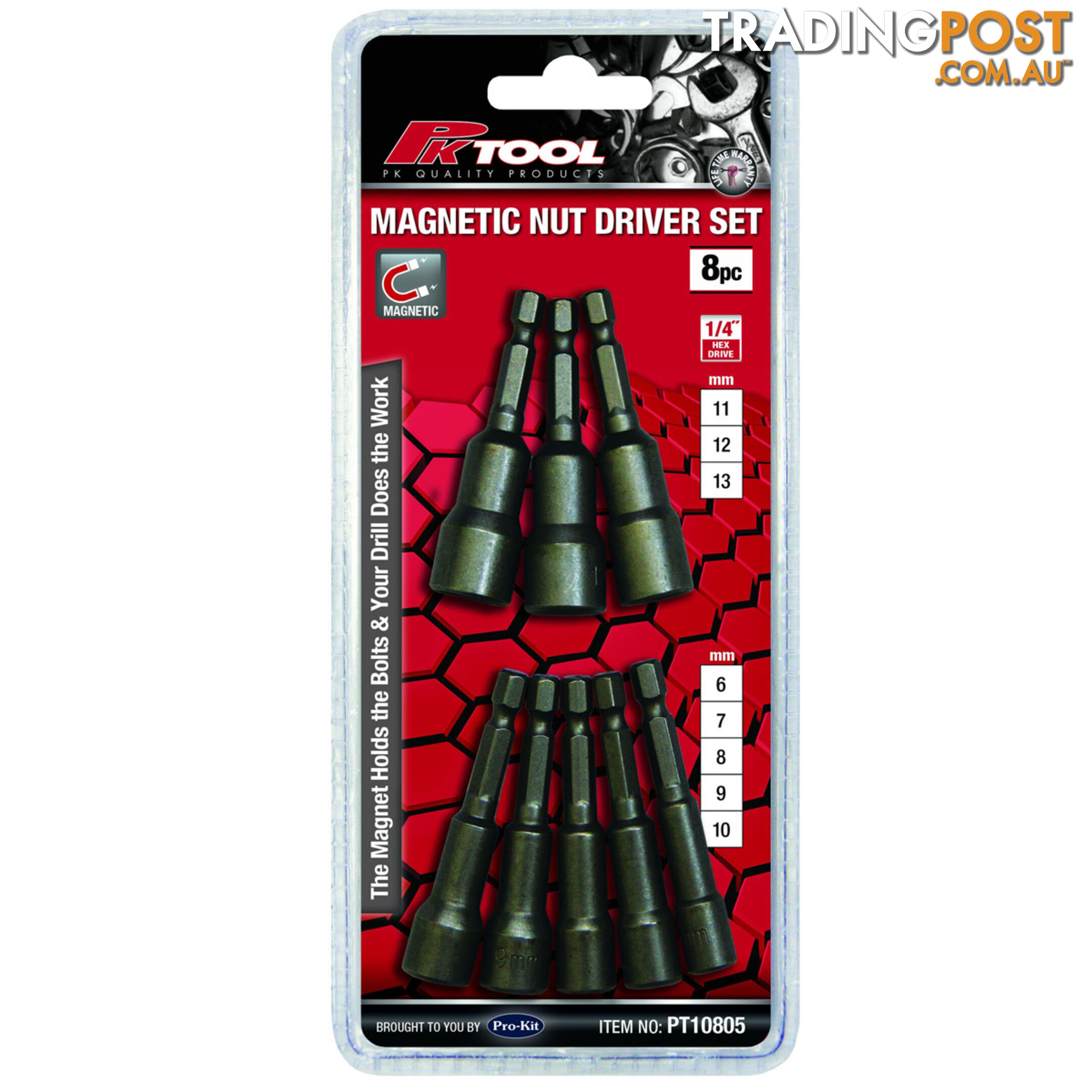 PK Tools 1/4 "dr Magnetic Nut Driver 8pc Set SKU - PT10805