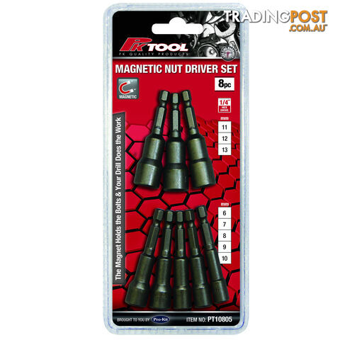 PK Tools 1/4 "dr Magnetic Nut Driver 8pc Set SKU - PT10805