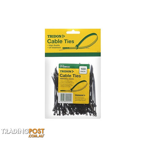 Tridon Cable Tie 4mm (w) x 150mm (l)  - Black (UV Stabilised)  - 100 Pack SKU - CT154BKCD