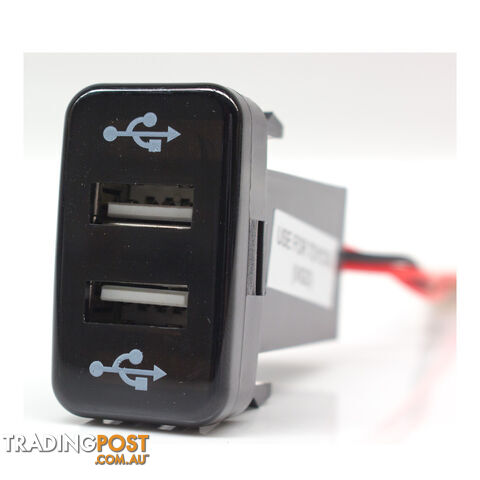 Dual USB Compatible with Toyota 2 x 5v 2.1amp Output 40mmx20mm Green B/light SKU - BB-ToyotaOldUSB