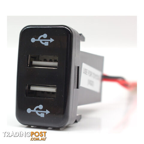 Dual USB Compatible with Toyota 2 x 5v 2.1amp Output 40mmx20mm Green B/light SKU - BB-ToyotaOldUSB