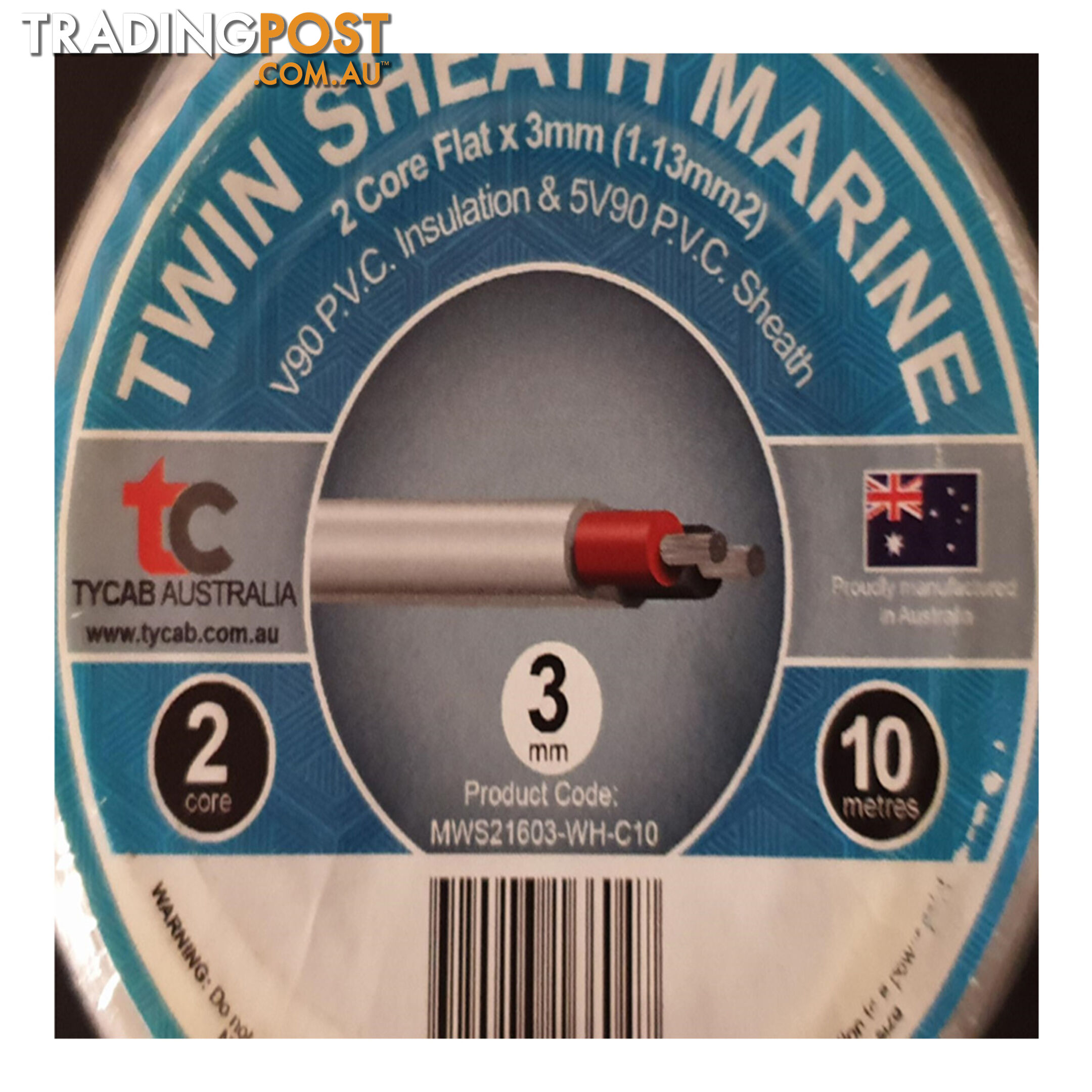 3mm x 10m Tinned Dual Core Wire Automotive and Marine Use TYCAB Australian Wire SKU - 3mmx10mTinned