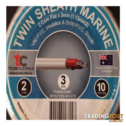 3mm x 10m Tinned Dual Core Wire Automotive and Marine Use TYCAB Australian Wire SKU - 3mmx10mTinned