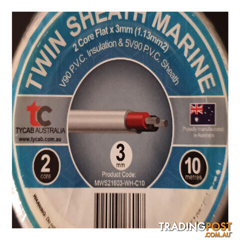 3mm x 10m Tinned Dual Core Wire Automotive and Marine Use TYCAB Australian Wire SKU - 3mmx10mTinned