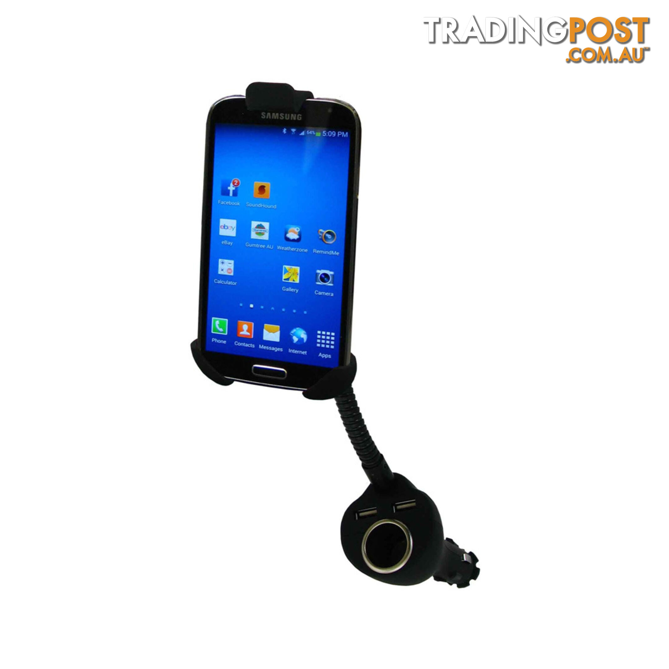 Pro-Kit Phone Holder w/ Lighter Socket   2 USBs Clip On/Off Style SKU - PK31705