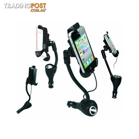 Pro-Kit Phone Holder w/ Lighter Socket   2 USBs Clip On/Off Style SKU - PK31705