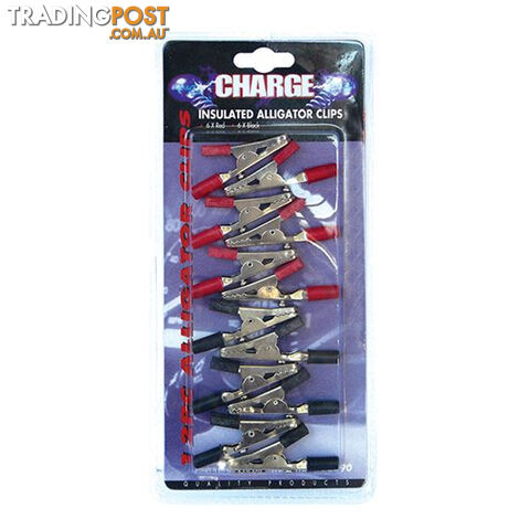 Charge Insulated Alligator Clips 6 x Pos 6 x Neg 50mm Long SKU - RG5290