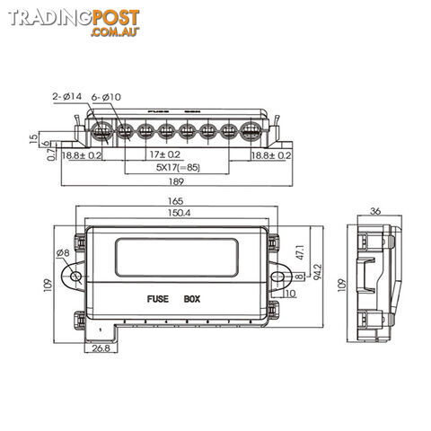 Midi   Mega Fuse Holder 1x Mega (40  - 250a)   7 x Midi (30  - 150a) Linked SKU - LV5384