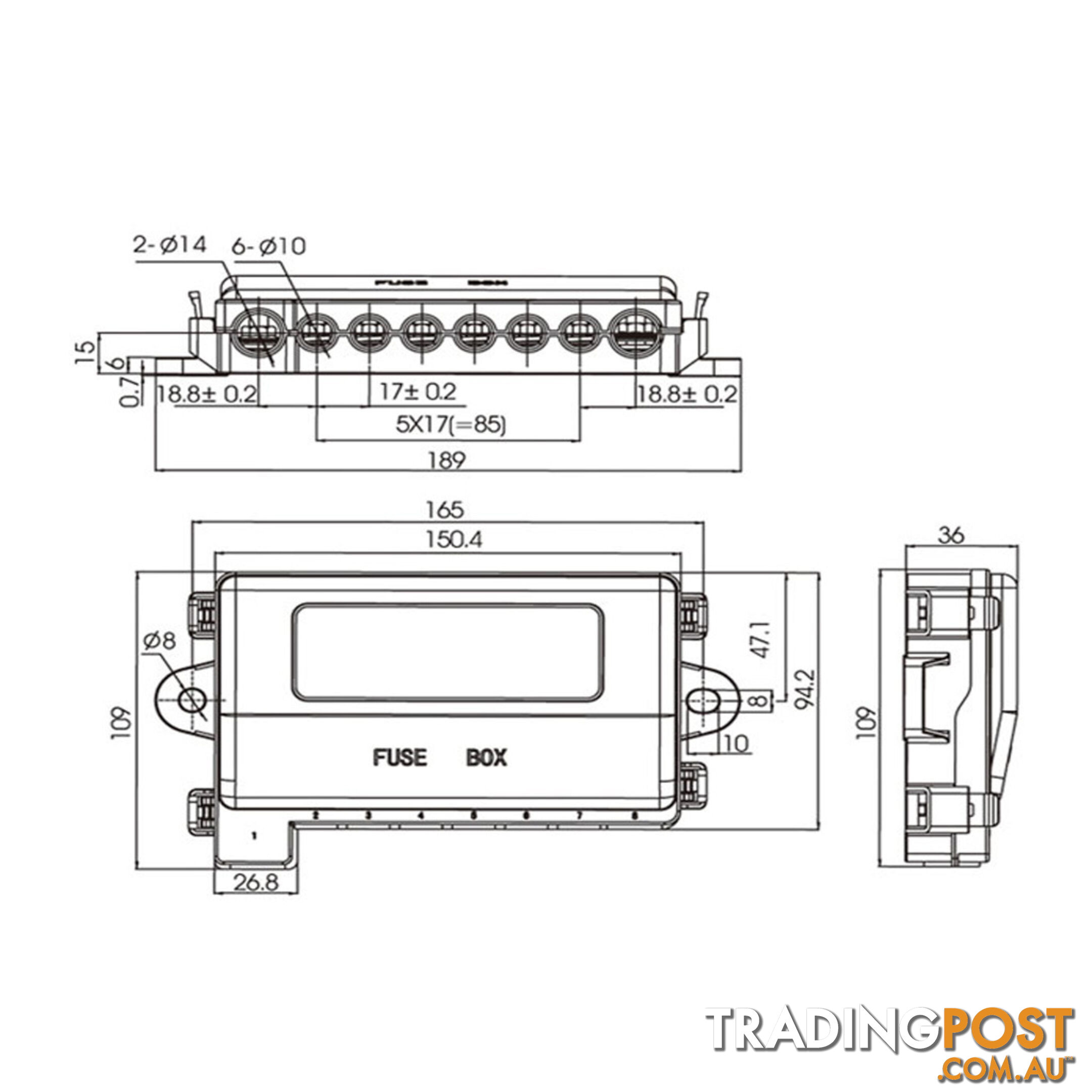 Midi   Mega Fuse Holder 1x Mega (40  - 250a)   7 x Midi (30  - 150a) Linked SKU - LV5384