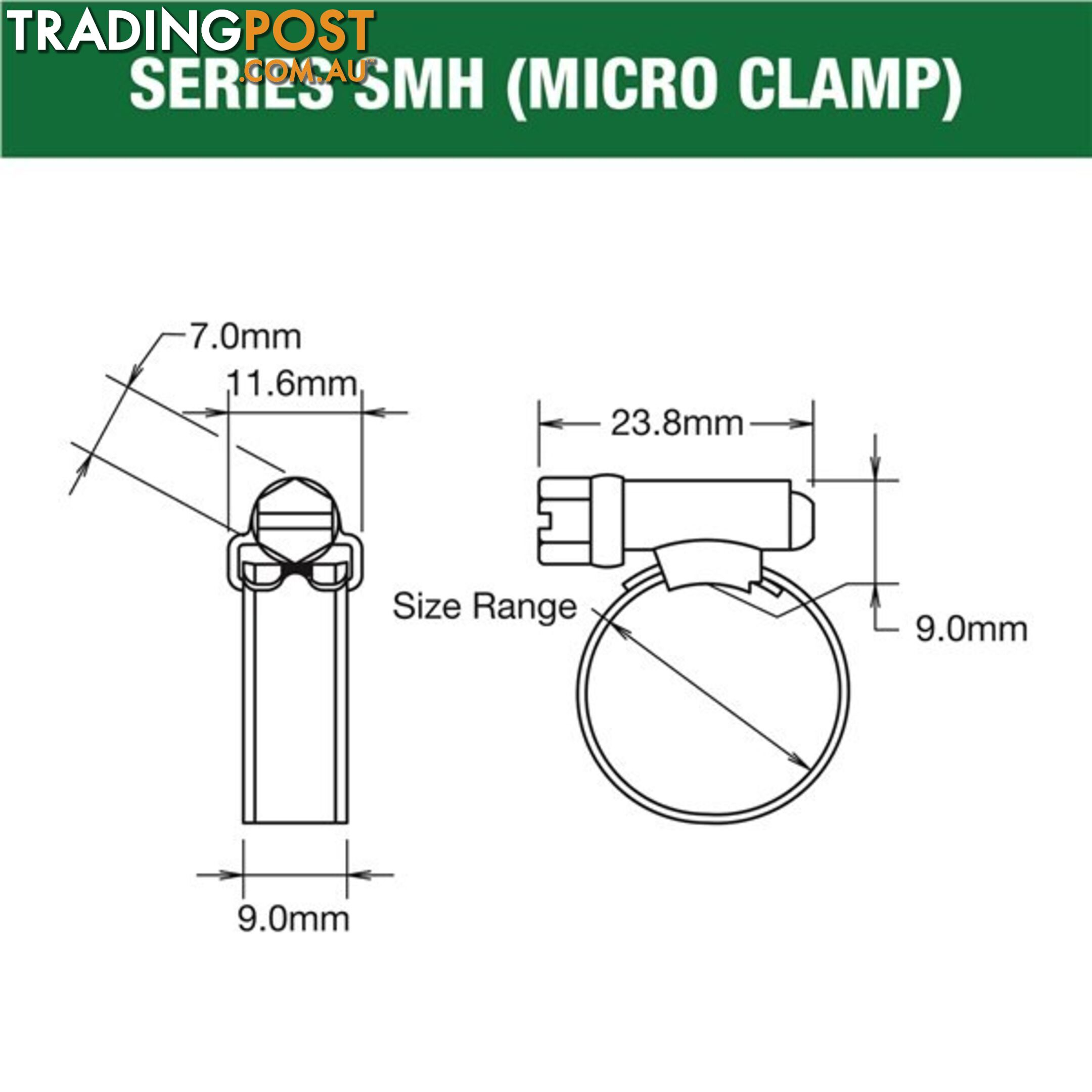 Tridon Regular Hose Clamp 33mm â 57mm Solid Band Part Stainless 10pk SKU - SHS028P