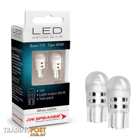 JW Speaker LED 12v Bulb W5W T10 Base White Light Twin Pack SKU - 990110