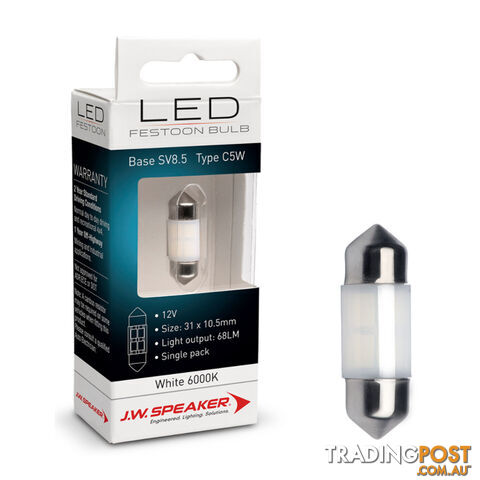 JW Speaker LED Festoon Bulb 41 x 10.5mm White 6000k 68lm 12v Single SKU -...
