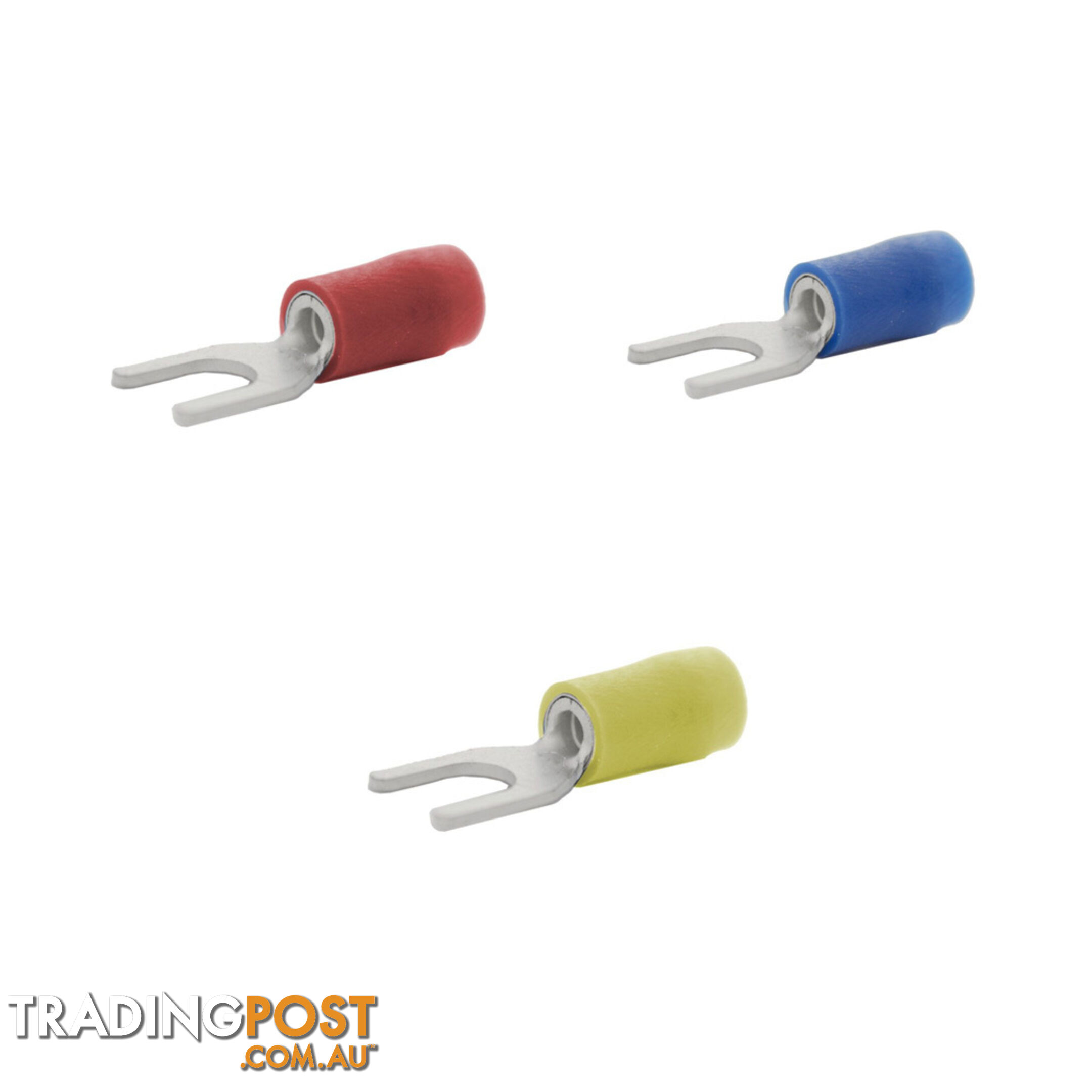 Blue Bar Red/Blue/Yellow Insulated 3.0-8.0mm Fork Terminal w/ Wire 0.5-6mm 10pk SKU - DC-13281, DC-13282, DC-13283, DC-13284, DC-13285, DC-13286, DC-13287, DC-13288, DC-13289, DC-13290